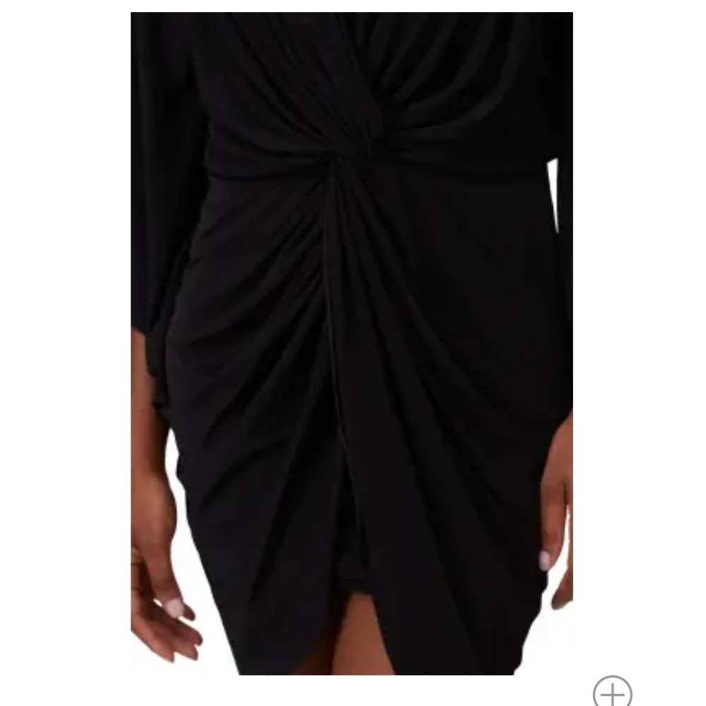 Misa Los Angeles Teget Draped Twist Front Bell
Sleeve Mini Dress: Navy Blue - Picture 7 of 12